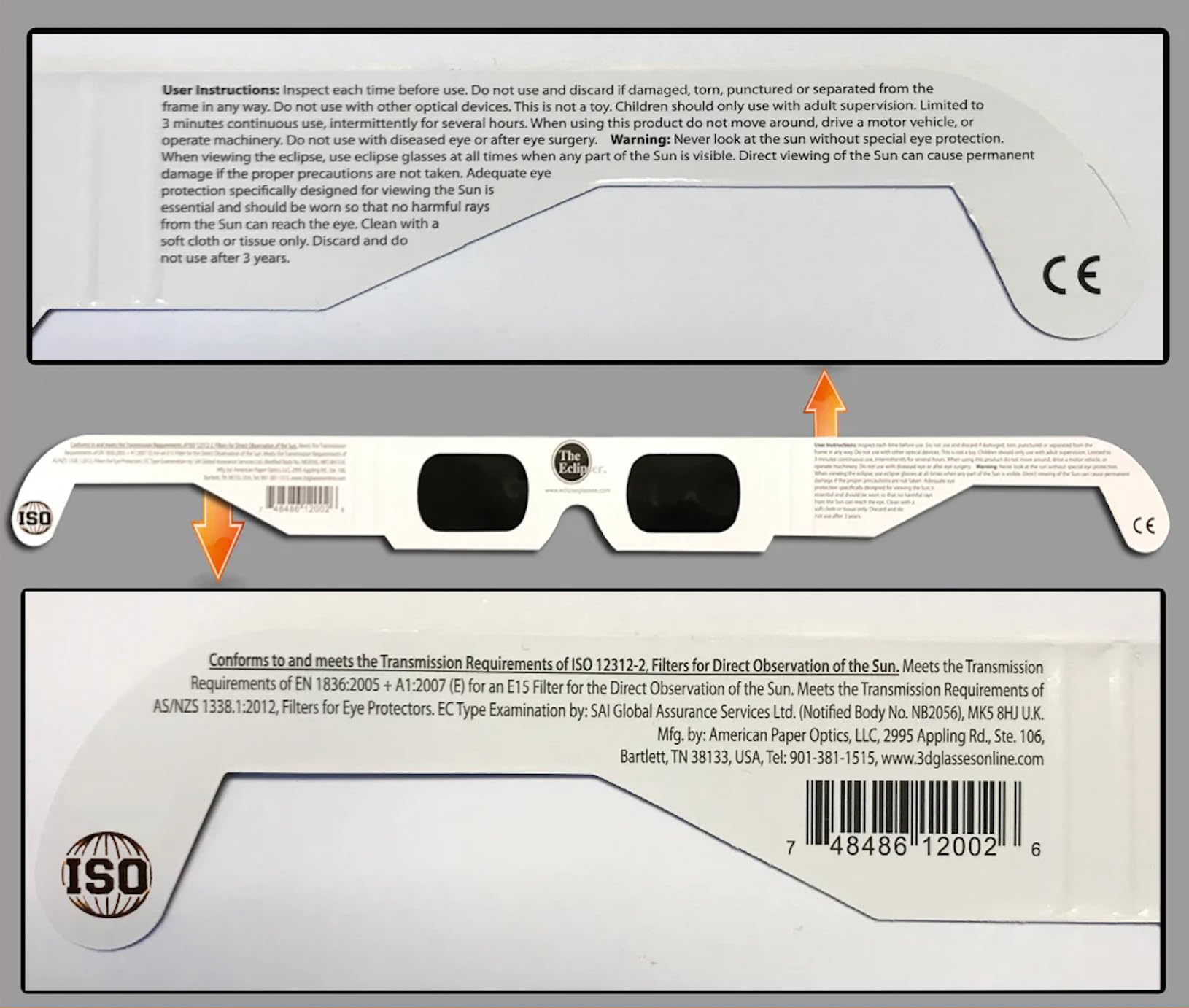 Land Sea & Sky Solar Eclipse Glasses - CE and ISO Certified Safe Shades for Direct Sun Viewing - Made in the USA (5 Pack)