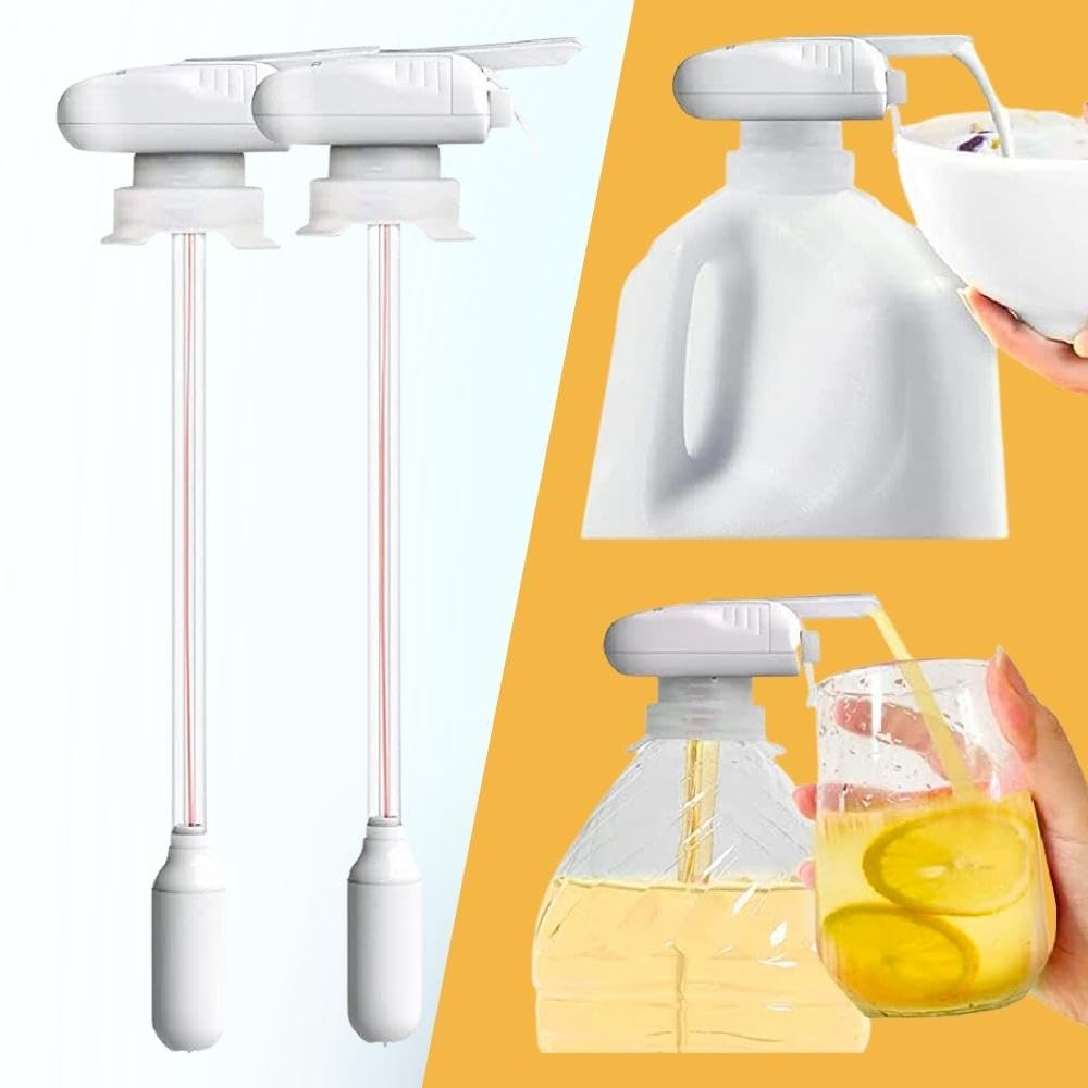 Pipo's Goods 2Pack Milk Drink Dispenser for Fridge Gallon, Kids Automatic Pump Drink Dispenser, One-Handed Operation, Milk, Juice & More.