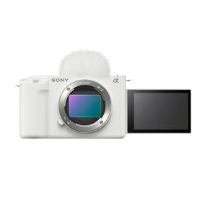 Sony Alpha ZV-E1 Full-Frame Mirrorless Vlog Camera with 50mm Lens, Vlogger Grip, and Shotgun Mic (ILCZV-E1/W, White) Kit (8 Items)