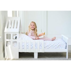 Little Partners Lil' House Toddler Bed - House Bed Design for Kids Bedroom Furniture - Children's Toddler Bed with Guard Rails, Low to Ground Modern Clean Design with Solid Wood (Soft White)