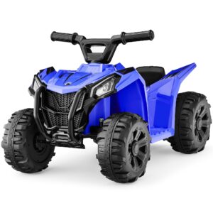 best choice products 6v kids ride on toy, 4-wheeler quad atv play car w/ 1.8mph max speed, treaded tires, rubber handles, push-button accelerator - blue