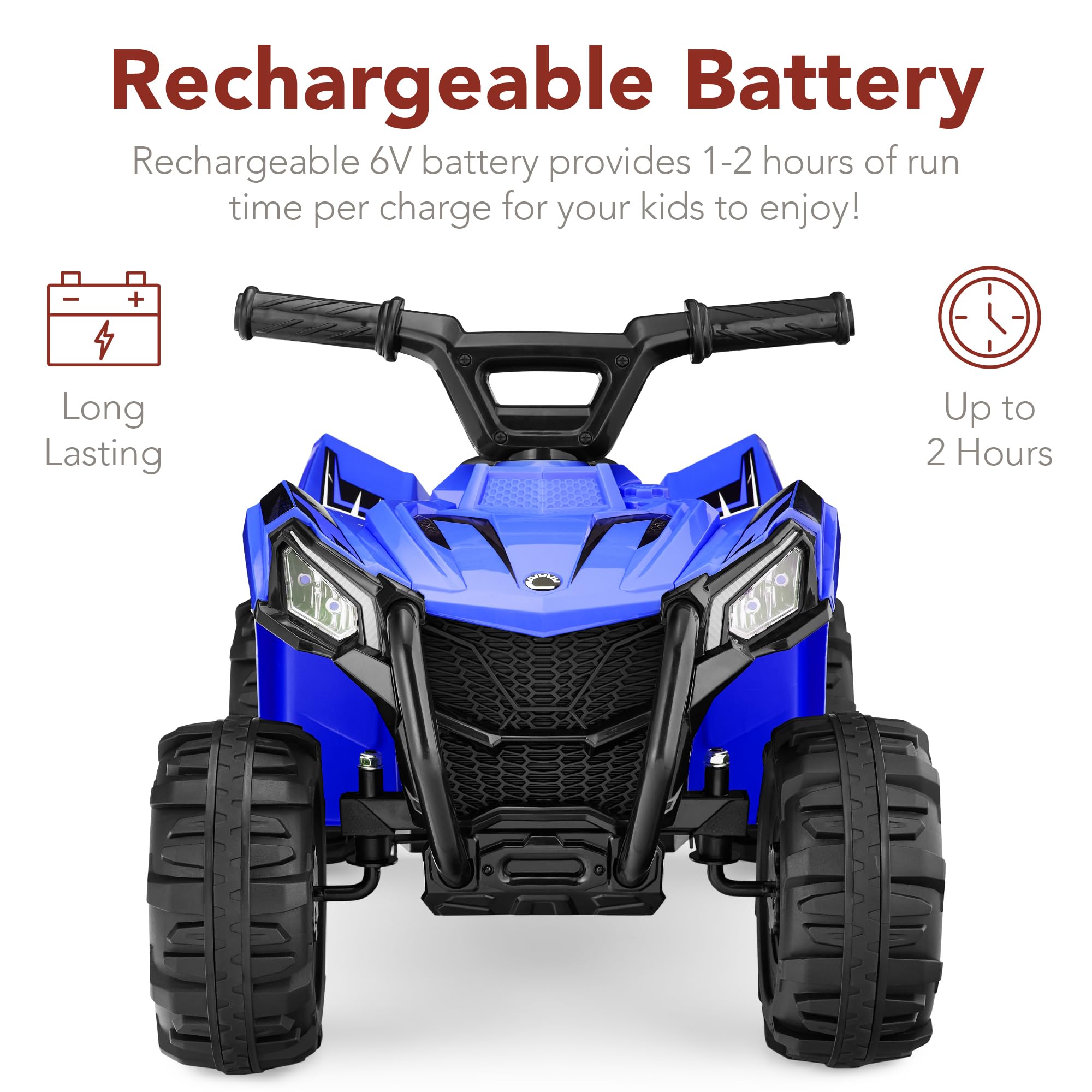 Best Choice Products 6V Kids Ride On Toy, 4-Wheeler Quad ATV Play Car w/ 1.8MPH Max Speed, Treaded Tires, Rubber Handles, Push-Button Accelerator - Blue