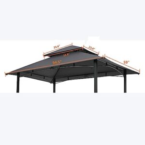 upgrade your outdoor bbq space with double tiered grey replacement canopy for 8x5ft grill gazebo - perfect cover for bbq tent
