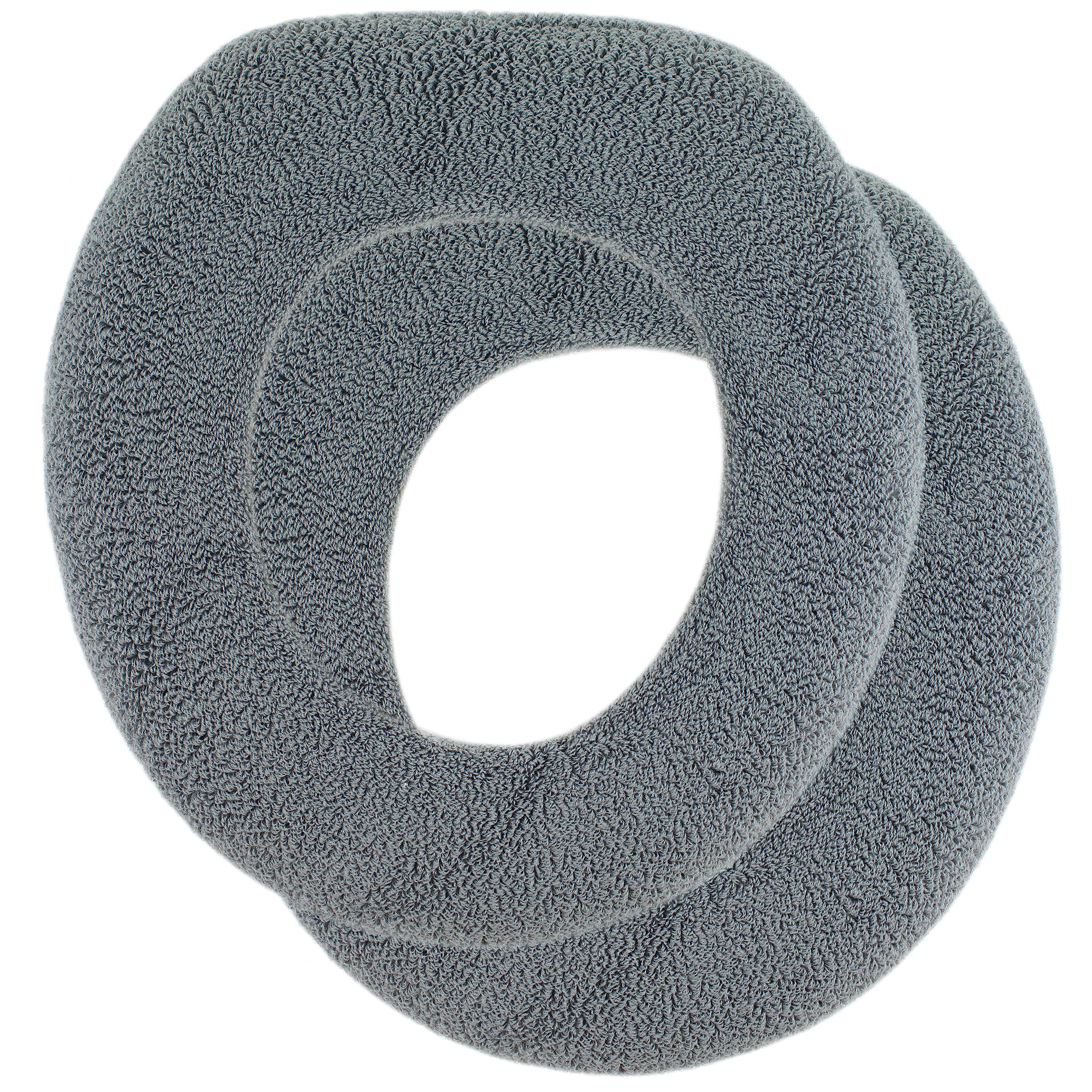 Warm-n-Comfy Soft Toilet Seat Cover - Plush & Thick Fabric Toilet Seat Warmer for Round & Elongated 14x18 Toilet Seats - Reusable, Machine-Washable, Easy-Install - Gift-Rady Packaging - Frost Gray