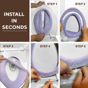 Warm-n-Comfy Soft Toilet Seat Cover - Plush & Thick Fabric Toilet Seat Warmer for Round & Elongated 14x18 Toilet Seats - Reusable, Machine-Washable, Easy-Install - Gift-Rady Packaging - Frost Gray