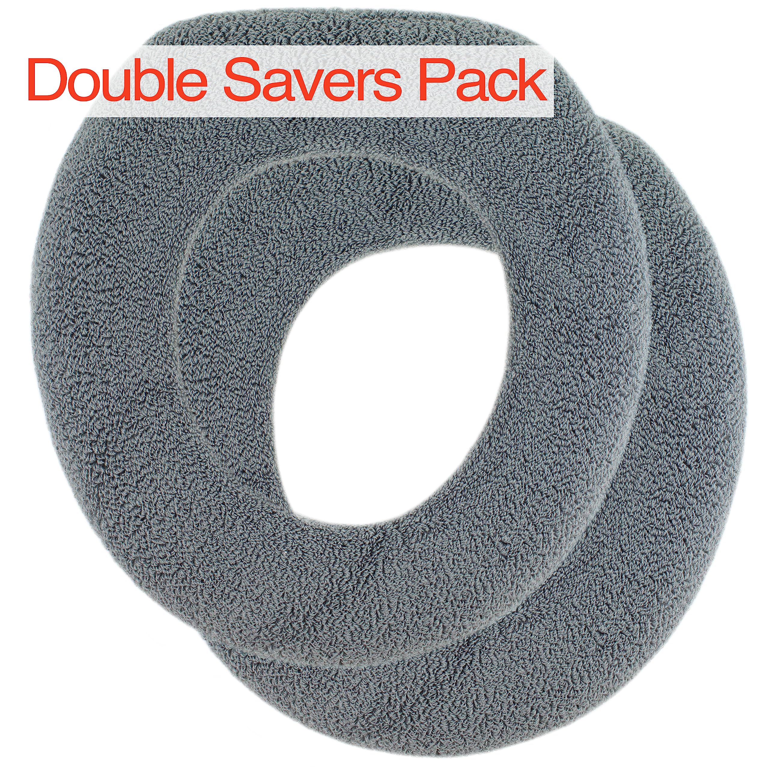 Warm-n-Comfy Soft Toilet Seat Cover - Plush & Thick Fabric Toilet Seat Warmer for Round & Elongated 14x18 Toilet Seats - Reusable, Machine-Washable, Easy-Install - Gift-Rady Packaging - Frost Gray