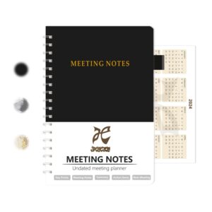 jaemeyem meeting notebook for work with summary, 180 pages (7 * 10") project planner with 2024 calendar, meeting to do and agenda organizer for women and man, 90 meetings, black