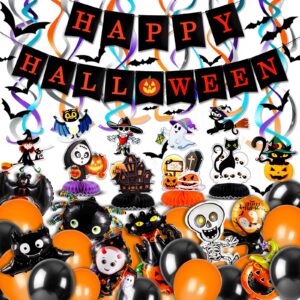 halloween party favors decorations indoor-halloween party decorations- halloween theme party toys supplies - halloween party banner halloween balloon, 3d bat, honeycomb centerpiece