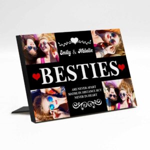 personalized sister gift from best friends with text, custom picture frame for women, customized red heart design friend photo frame for tabletop display living room