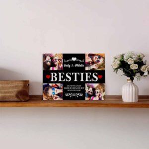 Personalized Sister Gift from Best Friends with Text, Custom Picture Frame for Women, Customized Red Heart Design Friend Photo Frame for Tabletop Display Living Room