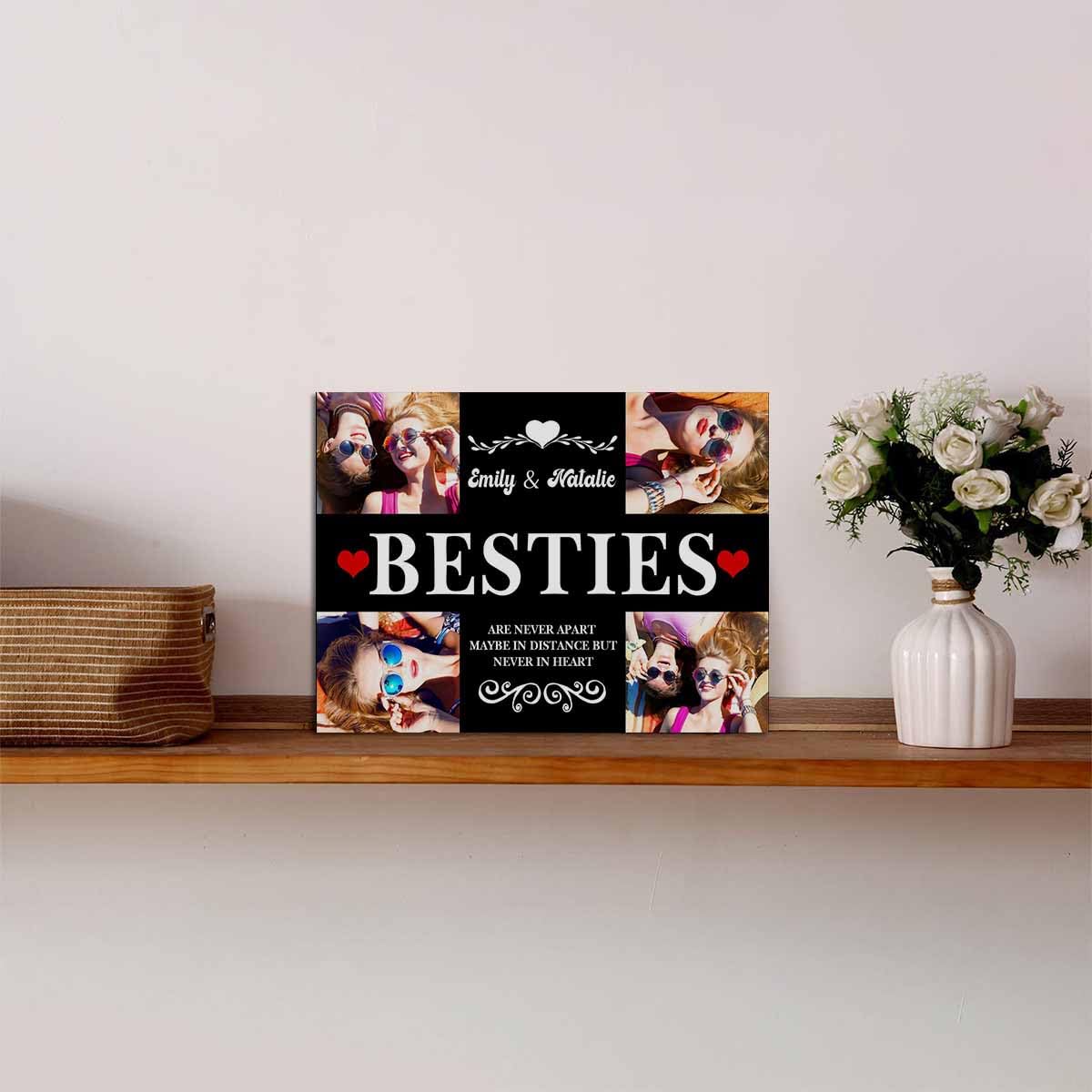 Personalized Sister Gift from Best Friends with Text, Custom Picture Frame for Women, Customized Red Heart Design Friend Photo Frame for Tabletop Display Living Room