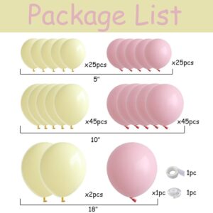 Pastel Pink Yellow Balloon Garland Arch Kit 143PCS Macaron Pink and Yellow Balloon Arch Kit for Honey Bear Baby Shower Princess Birthday Wedding Party Decorations