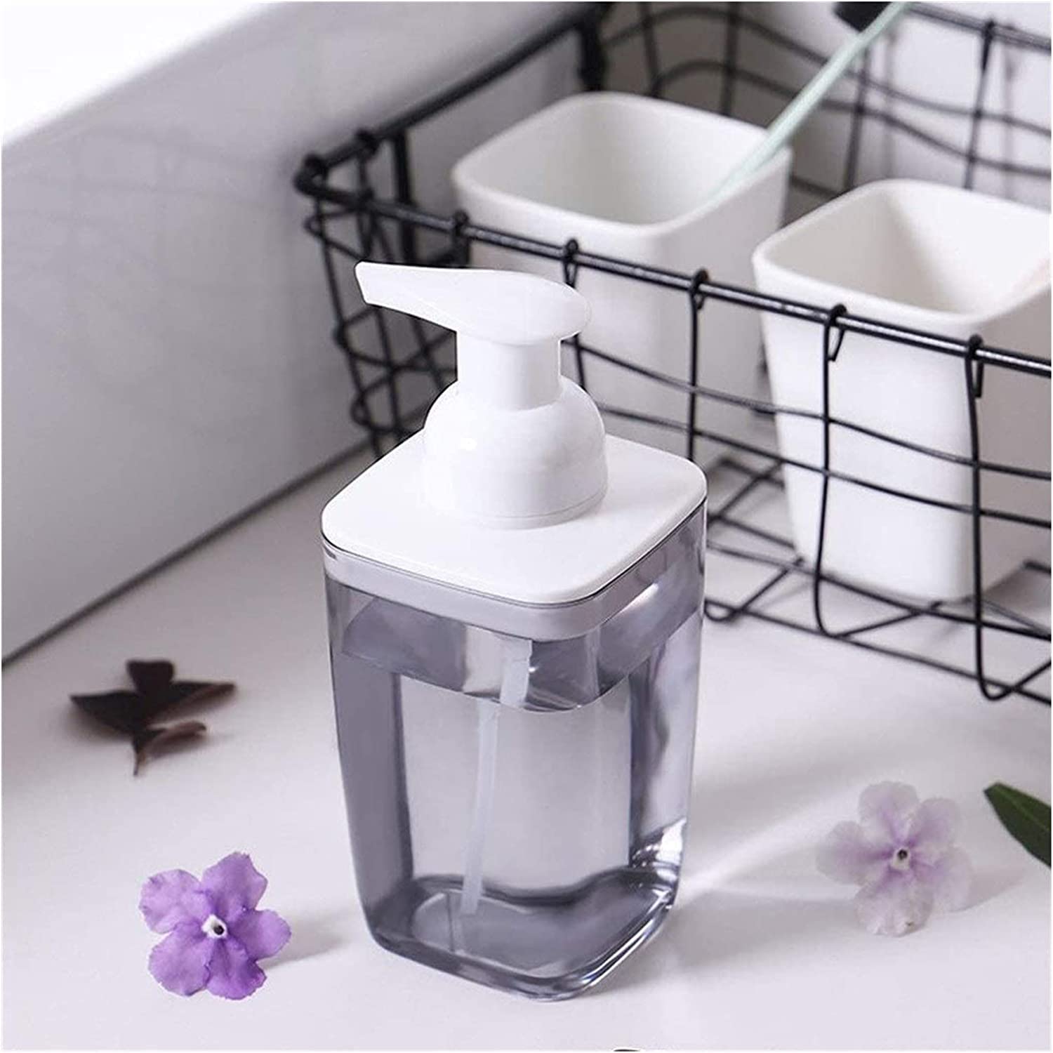 Soap Dispensers Soap Dispenser Bottle Transparent Plastic Foaming Soap Dispensers Soap Dispenser for Bathroom Kitchen Bedroom Countertop (Color : Grey)