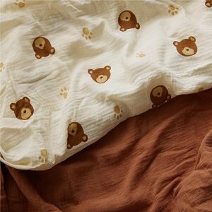 musioiy muslin crib sheets fitted crib sheets for boys and girls, baby crib sheets for standard crib mattress, toddler bed mattress (crib sheets & toddler bed sheets, bear & brown, crib)