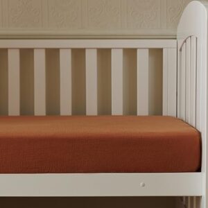 Musioiy Muslin Crib Sheets Fitted Crib Sheets for Boys and Girls, Baby Crib Sheets for Standard Crib Mattress, Toddler Bed Mattress (Crib Sheets & Toddler Bed Sheets, Bear & Brown, Crib)