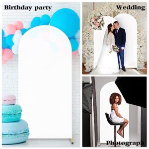 6.6FT Arch Backdrop Cover White Arch Backdrop Stand Covers Fabric Spandex Fit Round Top Backdrop for Wedding Birthday Party Banquet Decoration