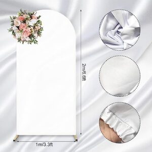 6.6FT Arch Backdrop Cover White Arch Backdrop Stand Covers Fabric Spandex Fit Round Top Backdrop for Wedding Birthday Party Banquet Decoration