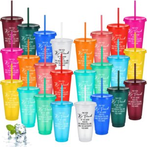 gerrii thank you gift may you be proud of the work you do plastic tumblers with straws lid inspirational reusable glitter plastic cup travel mug appreciation gift for coworker employee(24 oz, 24 pcs)