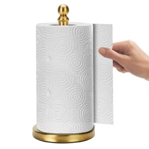 fatizon paper towel holder stand, gold paper towel holder countertop, with weighted base for one-handed operation (gold)