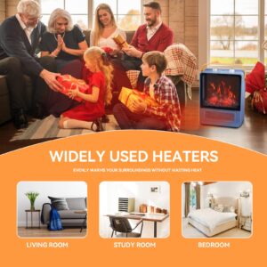 TEMPWARE Electric Fireplace Heater, 1500W Portable Space Heater, Fireplace with Realistic 3D Flame Effect and Overheating Safety Protection, Quiet and Safe for Indoor Use Office Bedroom