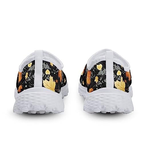 FUIBENG Maple Leaf Thanksgiving Women Slip On Water Shoes Mesh Flat Sneaker Unisex Walking Shoes Footwear Loafers US 11