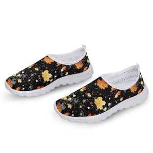 FUIBENG Maple Leaf Thanksgiving Women Slip On Water Shoes Mesh Flat Sneaker Unisex Walking Shoes Footwear Loafers US 11