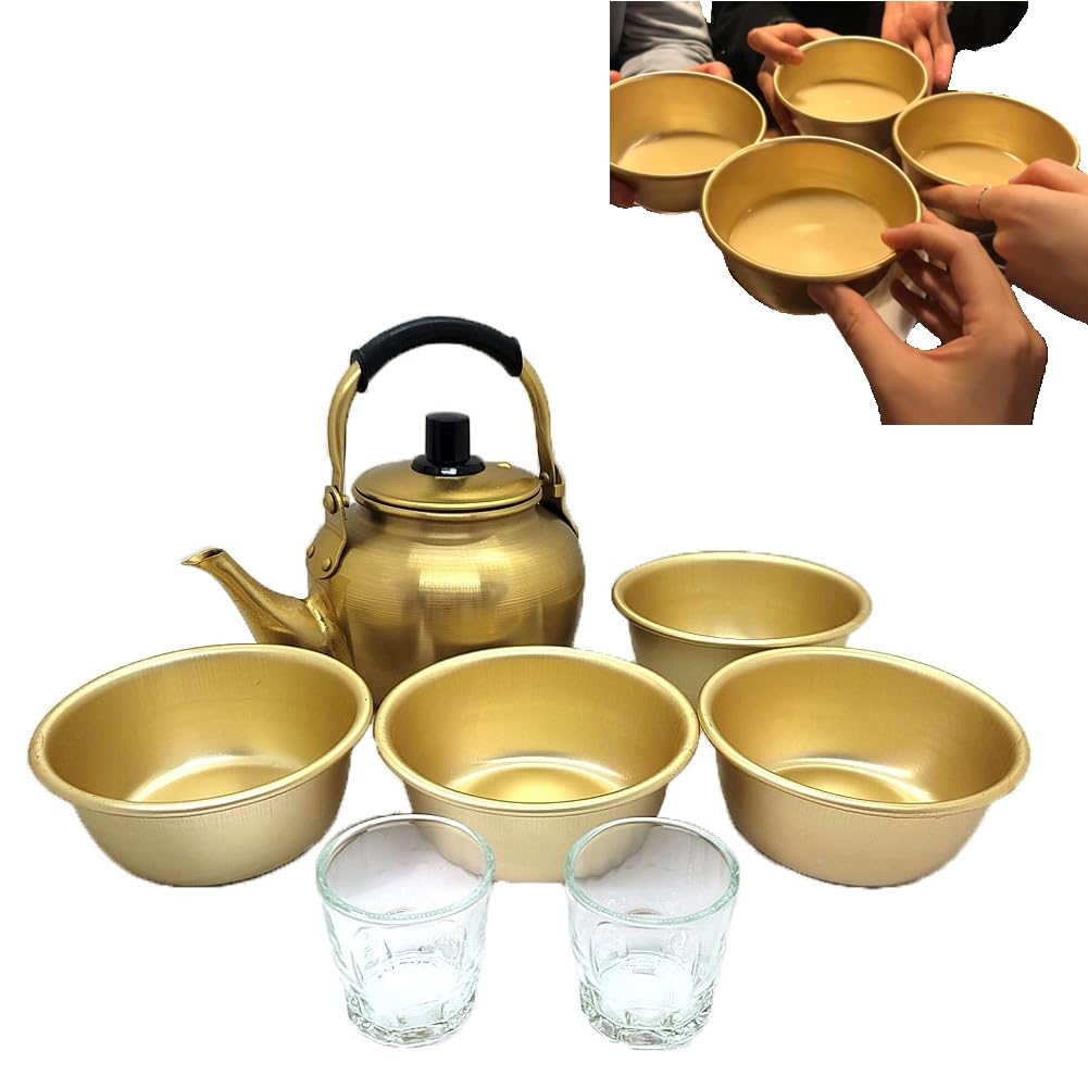 Korean Makgeolli Makkoli Rice Wine Kettle Bowl Soju shot glasses Set 막걸리잔 주전자 소주잔