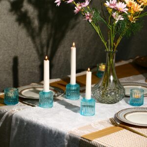 12pcs Candlestick Holders, Blue Glass Taper Candle Holders Candle Holders for Taper Candles, Pillar Candle, Tealight, Votive Candle Holders for Centerpiece Table Decorations