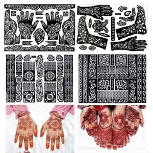 henna tattoo kit,indian temporary tattoo stencils glitter airbrushing diy henna tattoo stencils henna body art templates, hands feet leg arm tattoo stickers