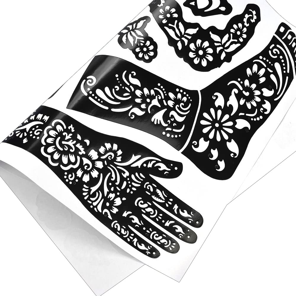 Henna tattoo kit,Indian Temporary Tattoo Stencils Glitter Airbrushing Diy Henna Tattoo Stencils Henna Body Art Templates, Hands Feet Leg Arm Tattoo Stickers