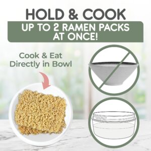 Souper Duper Ramen Bowl Set with Utensil • Microwave, Serve & Eat Noodles in the Same Soup Bowl • Grab-and-Go Leak Proof Lid • Easy to Clean • Freezer Safe • For Dorm, Office, Home