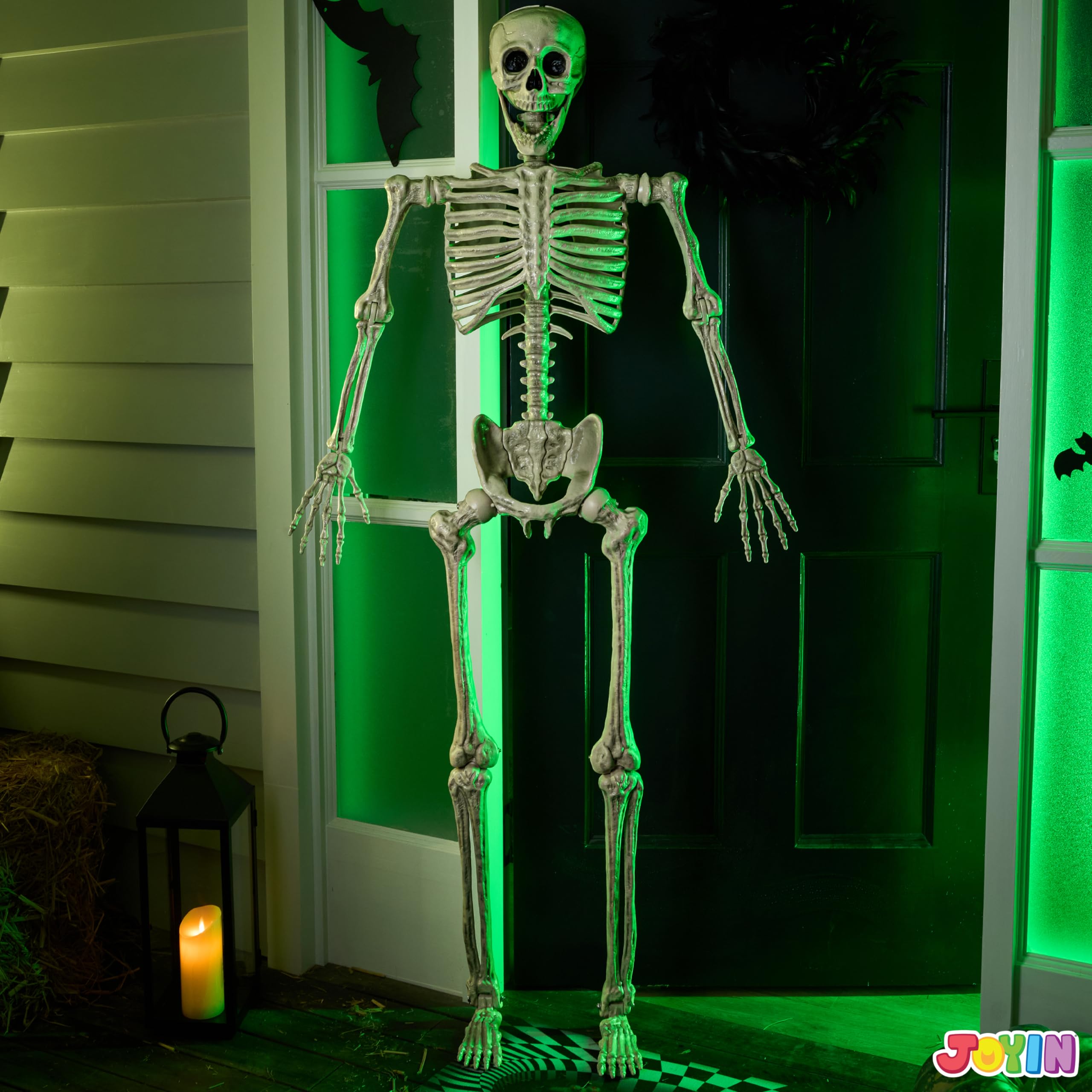 JOYIN 67 Inches Life Size Skeleton Full Body Realistic Human Bones with Posable Joints for Halloween Pose Skeleton Prop Decoration, Indoor and Outdoor Use