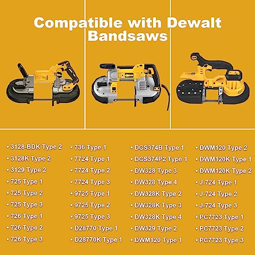 4 Pack 650721-00 Bandsaw Rubber Tires Replacement for Dewalt Band Saw Tires and Milwaukee Bandsaw Pulley Tires DWM120 A02807 DCS374 DW328K D28770 D28770K 514002079 6230 6232-20