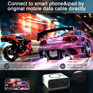 Portable Mini Projector with wifi for iPhone android phone win10 laptop,with Remote Controller Built-in Speaker wireless connect,Audio Port, Tablet USB Flash Driver Compatible