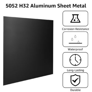 2 Pack Black Anodized Aluminum Sheet Metal 12 x 12 x 1/25 Inch (1mm Thick) Anodized Aluminum Metal Plates Blanks for Laser Engraving, Crafting, Home Decoration