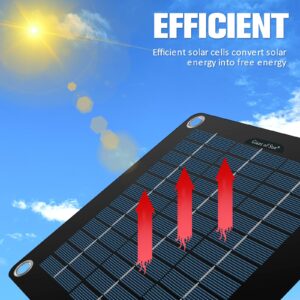 Ihvewuo 10W Solar Panel Kit 12V Waterproof Solar Trickle Charger Portable Solar Powered Charger Kit with 4 Suction Cups Lightweight High Efficiency Car Battery Maintainer for Car RV Boat(Black)