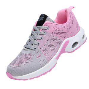 tacolory trail running shoes for women fashion gym workout sneakers athletic tennis walking shoes fashion sneaker grey pink size 7.5