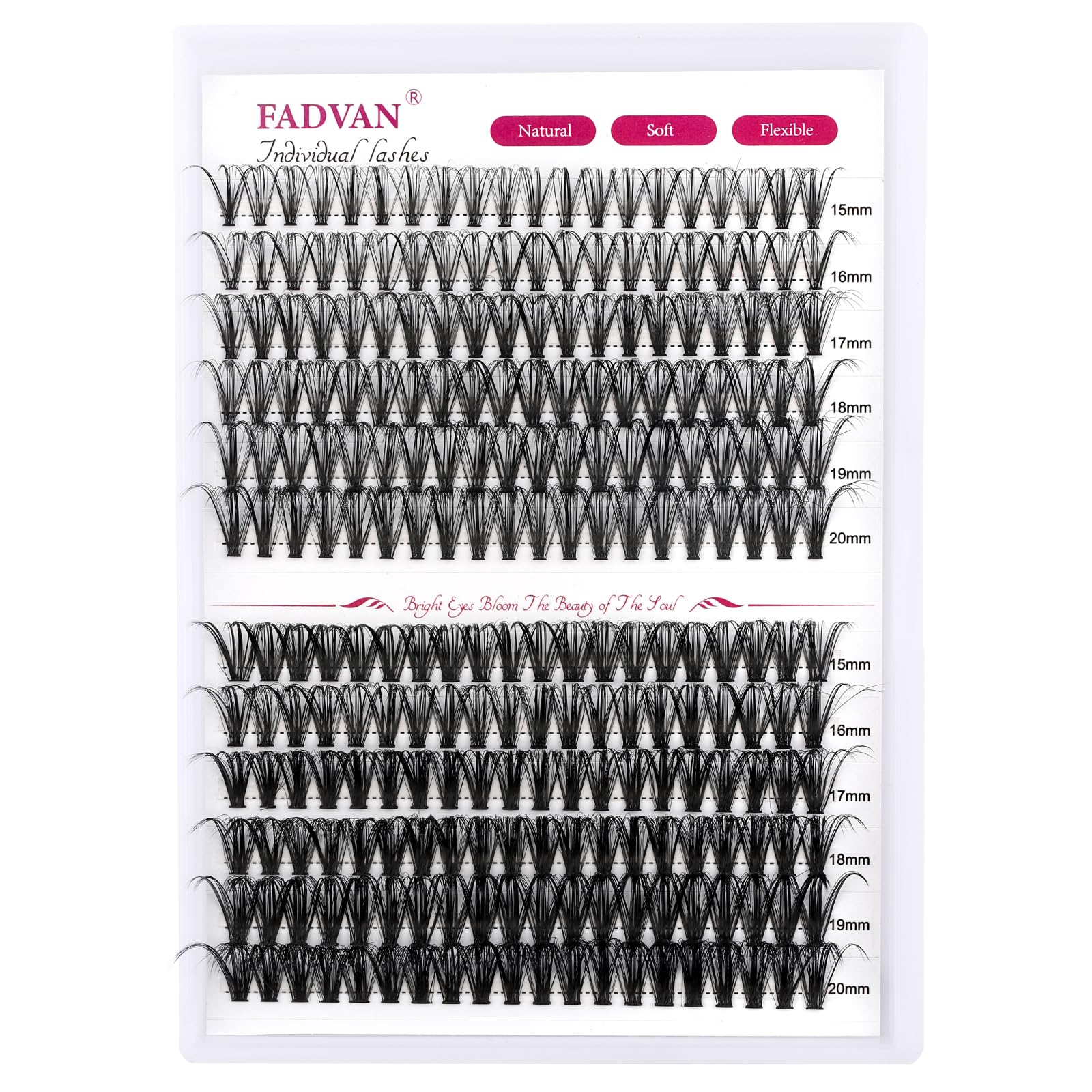 Individual Lashes 240Pcs DIY Eyelash Extension 30D+40D C Curl Mixed 15-20mm Cluster Lashes Natural Wispy Reusable Mink Lash Cluster at Home by FADVAN (30D+40D-0.07C, 15-20mm)