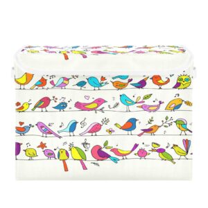 krafig colorful birds decorative storage box with lid large bins baskets foldable cube organizer collapsible containers for organizing, toy, home, shelf, closet