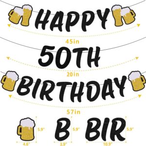 Happy 50th Birthday Banner for Men Cheers to 50 Year Garland Decoration 50s Bday Party Celebration for Women 50 Anniversary Backdrop Decor Supplies
