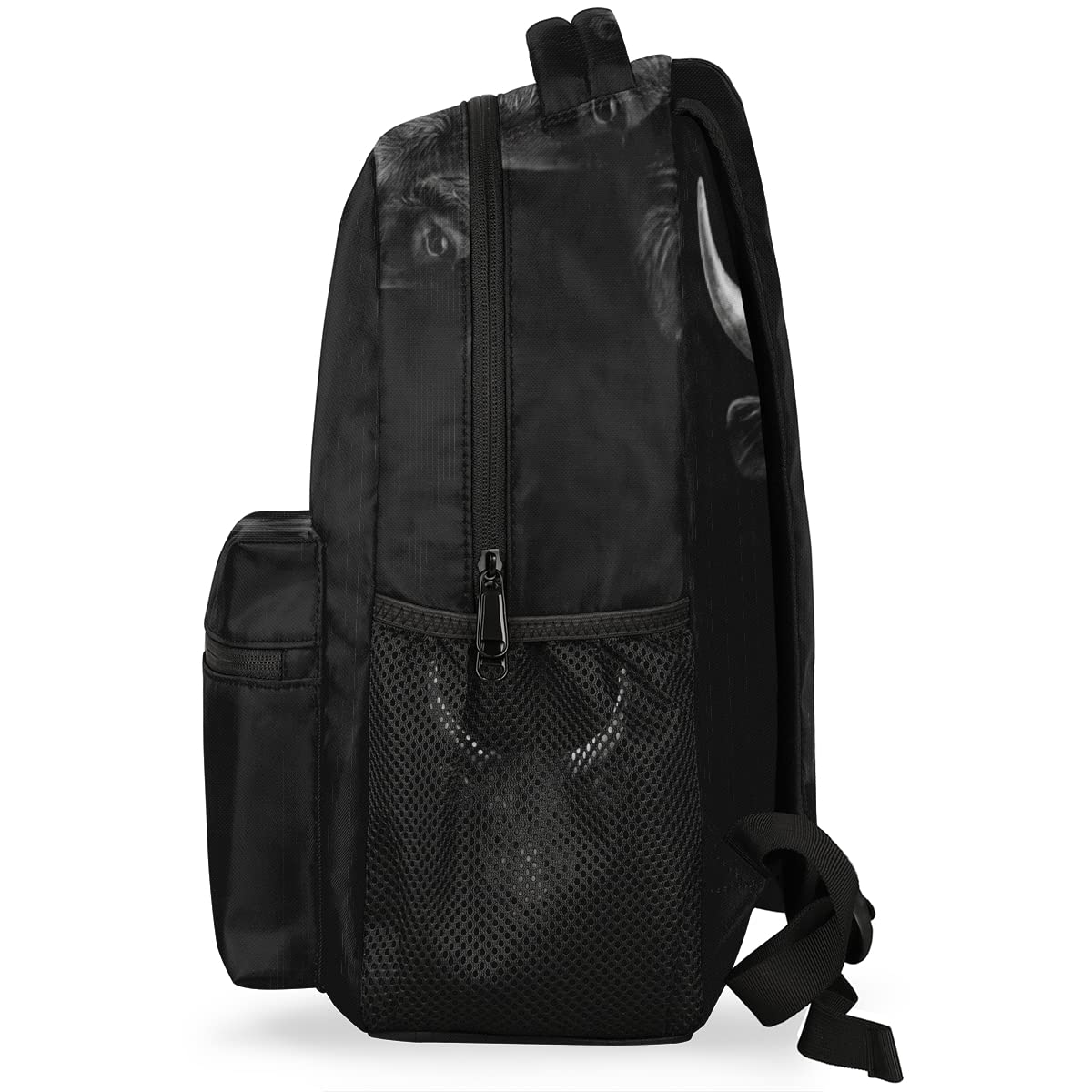 Black Camargue Bull Face Backpack, Animal Backpacks Shoulder Bag Casual Travel Laptop Daypack Bags