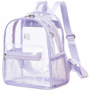 abshoo clear mini backpack stadium approved 12x12x6 clear bag transparent small backpacks (purple)