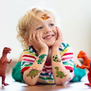 CHARLENT 110 Glitter Styles Dinosaur Temporary Tattoos for Kids - 14 Sheets Glitter Dinosaur Tattoos for Boys Girls Dino Birthday Party Favors Goodie Bag Fillers