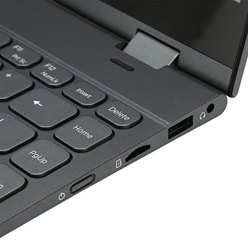 Pssopp Laptops Computer, 14.1 Inch Laptops Computer 12G RAM 3840x2160 Resolution 100-240V Fingerprint Unlock Gray 360 Degree Flip Touch Screen for Windows 10 11 (US Plug 256GB)