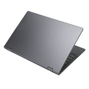 Pssopp Laptops Computer, 14.1 Inch Laptops Computer 12G RAM 3840x2160 Resolution 100-240V Fingerprint Unlock Gray 360 Degree Flip Touch Screen for Windows 10 11 (US Plug 256GB)