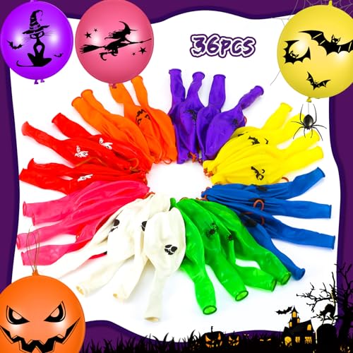 Leyndo 120 Pcs Halloween Punch Balloons 18'' Latex Round Punch Balls with Rubber Bands Attached Pumpkin Punch Game Trick or Treat Toys for Halloween Treats Party Supplies Decoration Goodie Bag Filler