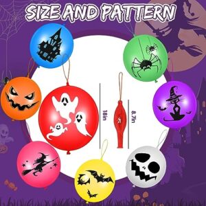 Leyndo 120 Pcs Halloween Punch Balloons 18'' Latex Round Punch Balls with Rubber Bands Attached Pumpkin Punch Game Trick or Treat Toys for Halloween Treats Party Supplies Decoration Goodie Bag Filler