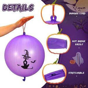 Leyndo 120 Pcs Halloween Punch Balloons 18'' Latex Round Punch Balls with Rubber Bands Attached Pumpkin Punch Game Trick or Treat Toys for Halloween Treats Party Supplies Decoration Goodie Bag Filler