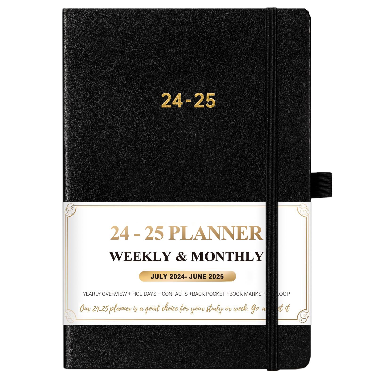 2024-2025 Planner - Planner 2024-2025, Jul.2024 - Jun.2025, 8.25" x 5.75", 2024-2025 Planner Weekly & Monthly with Tabs, Holidays, Daily Organizer - Classic Black