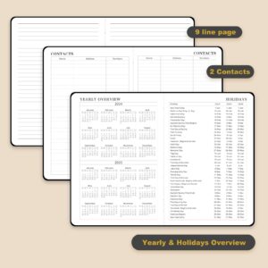 2024-2025 Planner - Planner 2024-2025, Jul.2024 - Jun.2025, 8.25" x 5.75", 2024-2025 Planner Weekly & Monthly with Tabs, Holidays, Daily Organizer - Classic Black